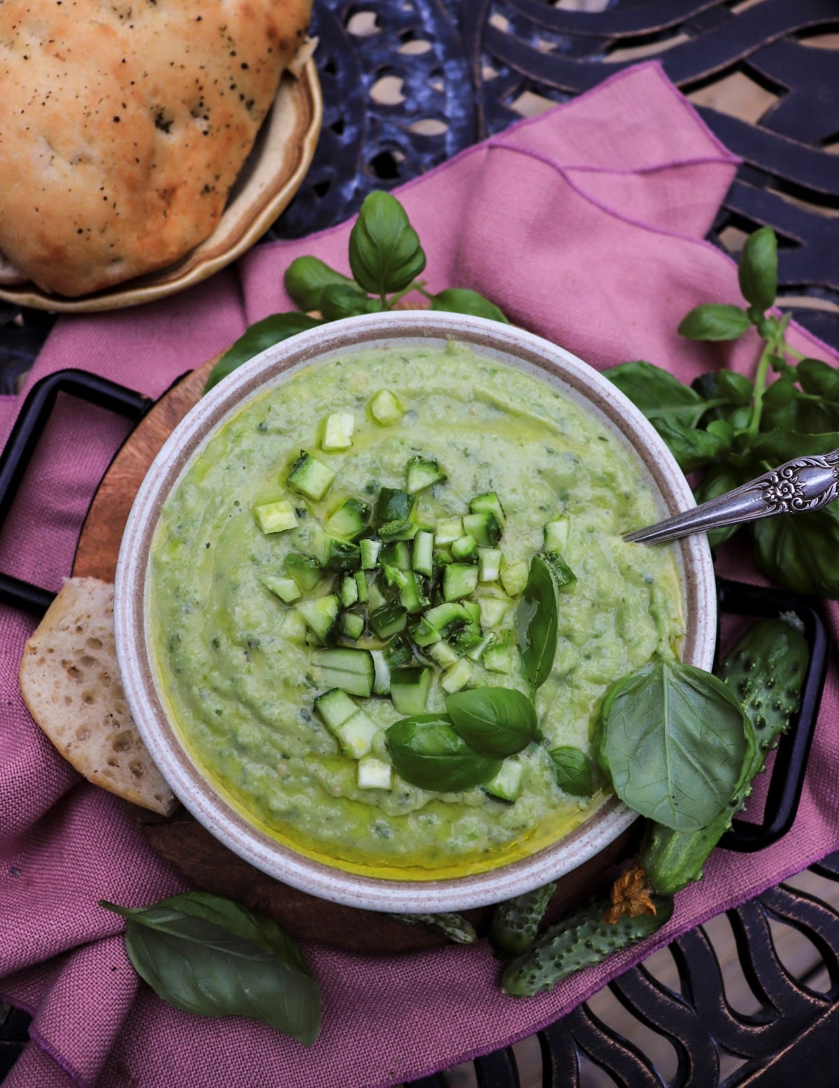 green cucumber gazpacho (cold soup) recipe