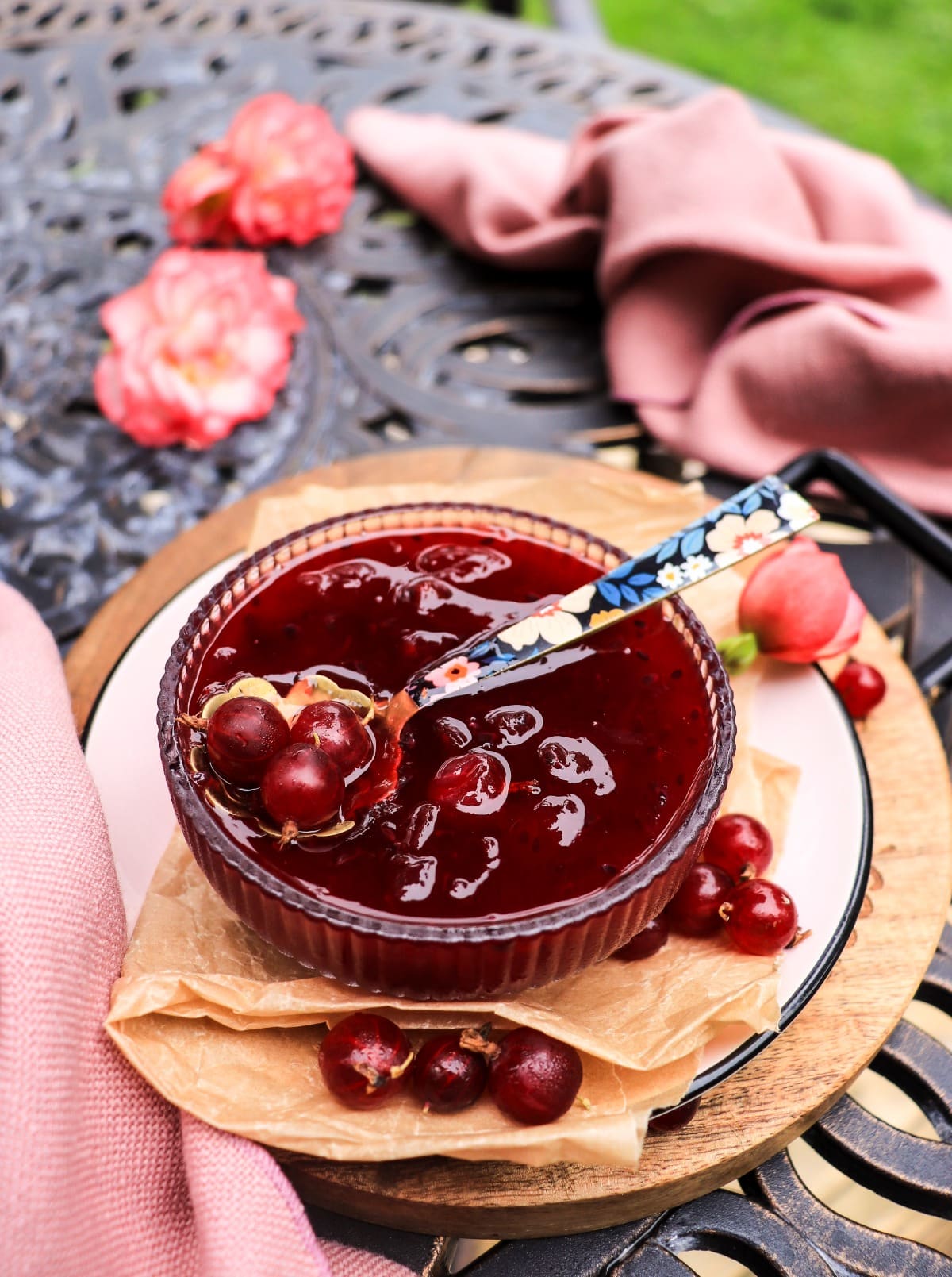 Gooseberry jam with red gooseberries