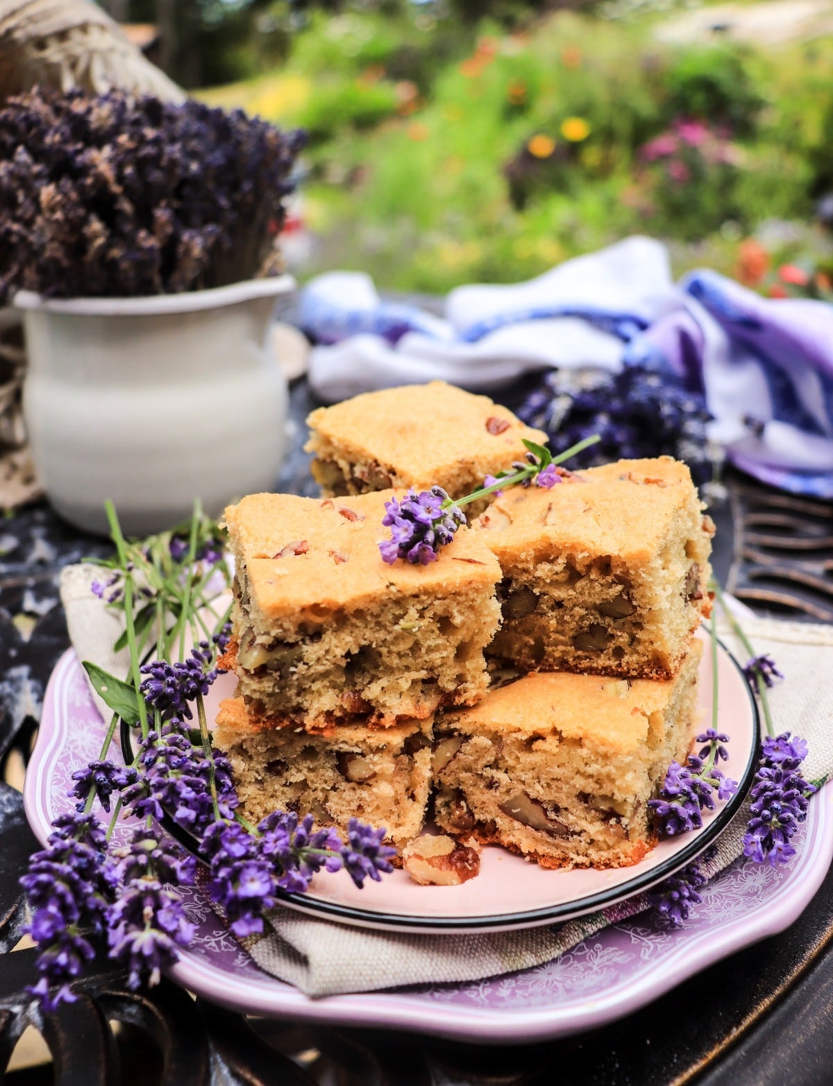 Less Sweet Lavender Cake Bars