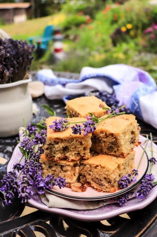 Lavender Cake Bars with Pecans