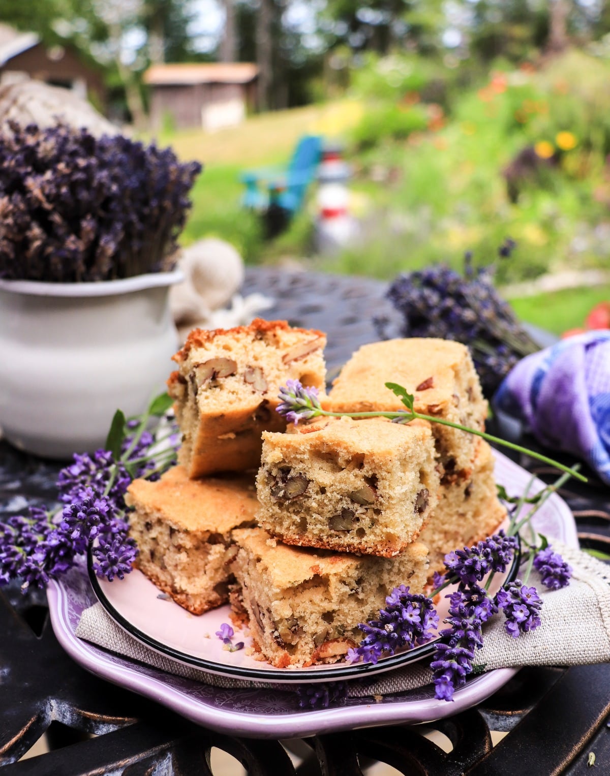 Lavender Cake Bars with Pecans