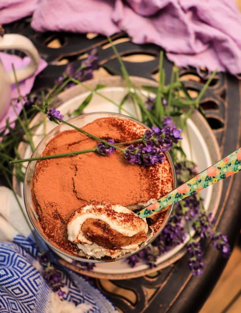 individual lavender tiramisu cups