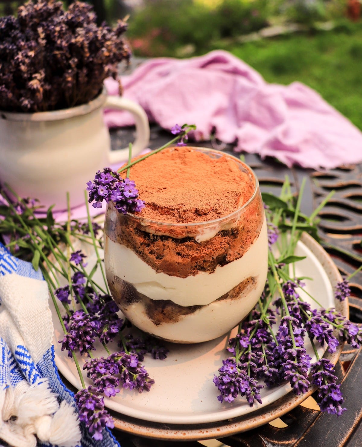 Lavender tiramisu with spiced rum
