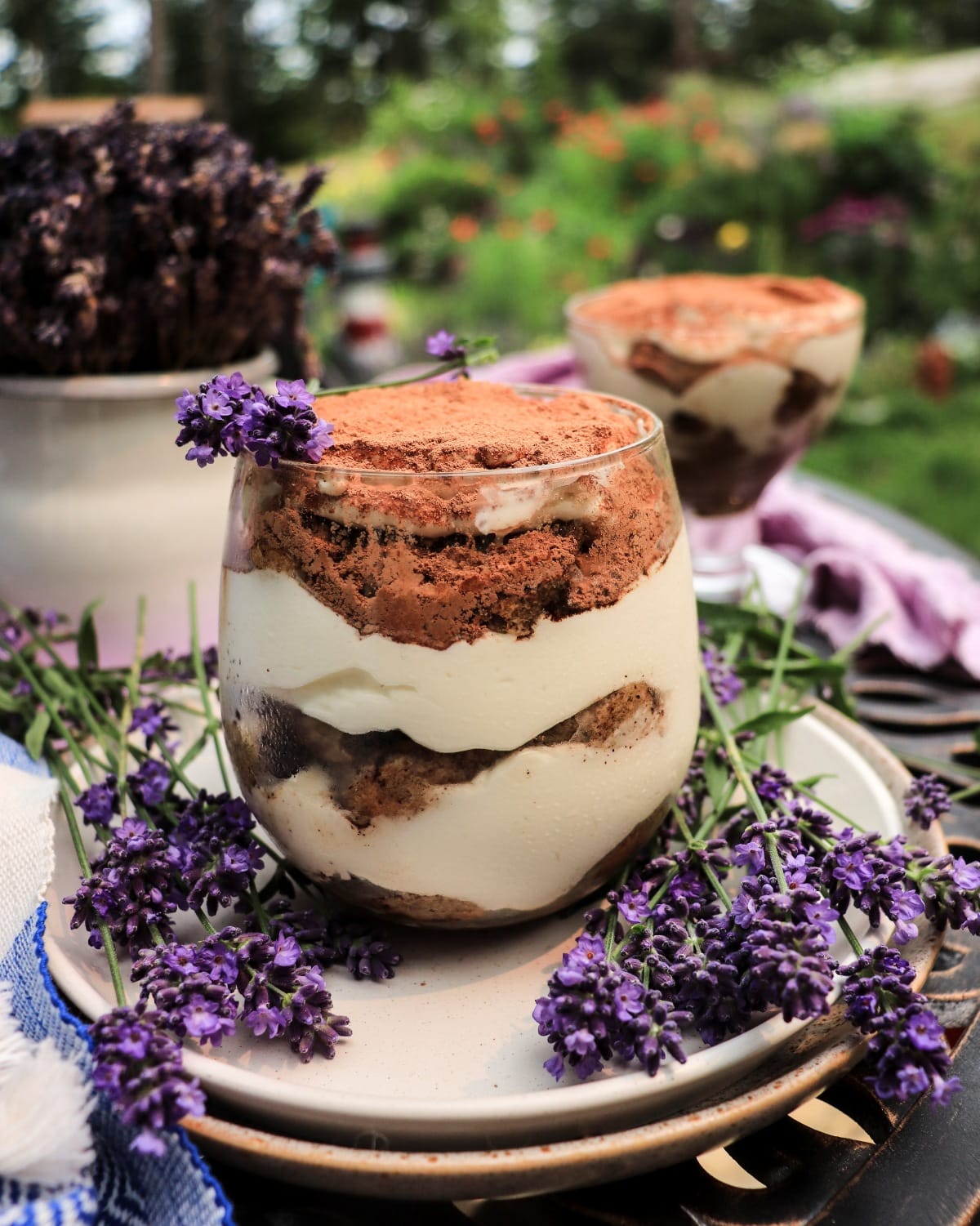 Individual lavender tiramisu layered