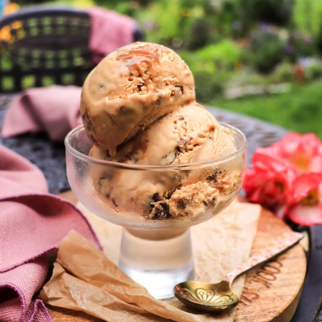 No-Churn Dulce de Leche Ice Cream with Pecans