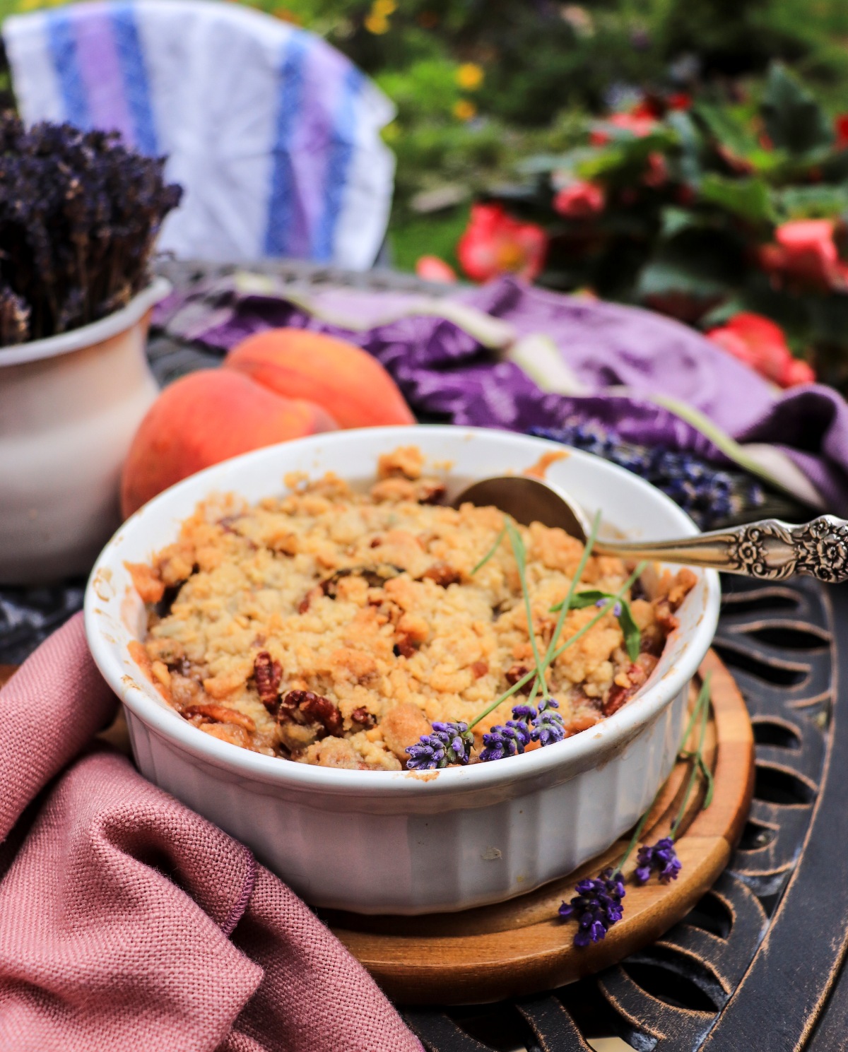 Peach Crumble with Lavender and nuts