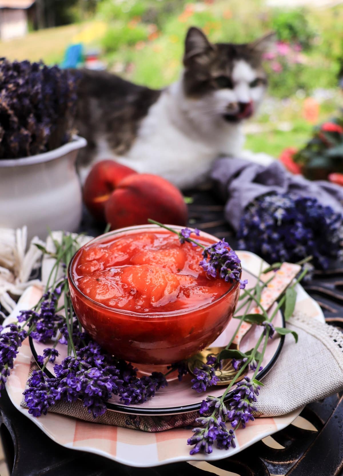 Fresh Peach Lavender Jam with lavender