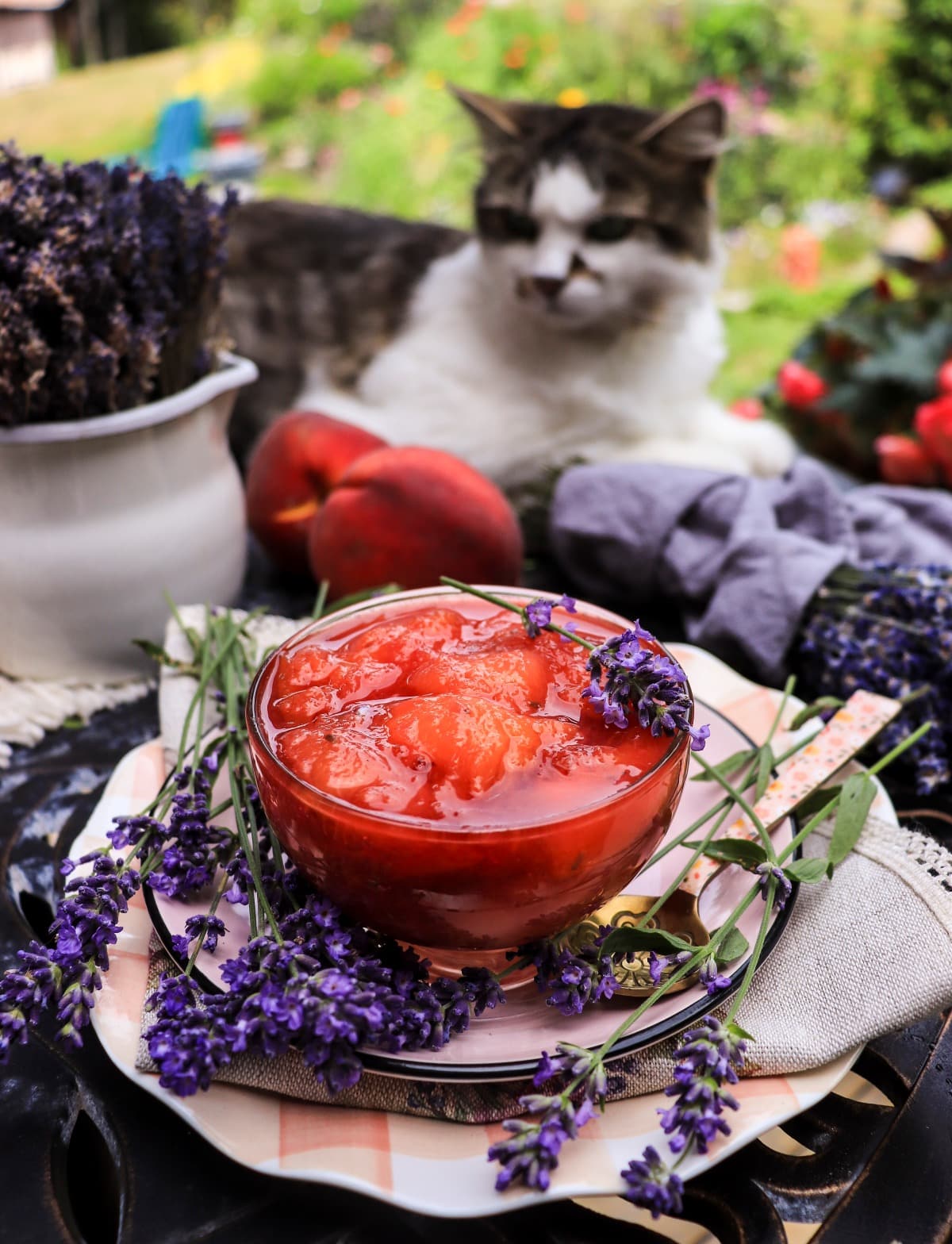 Low Sugar Peach Jam with Lavender