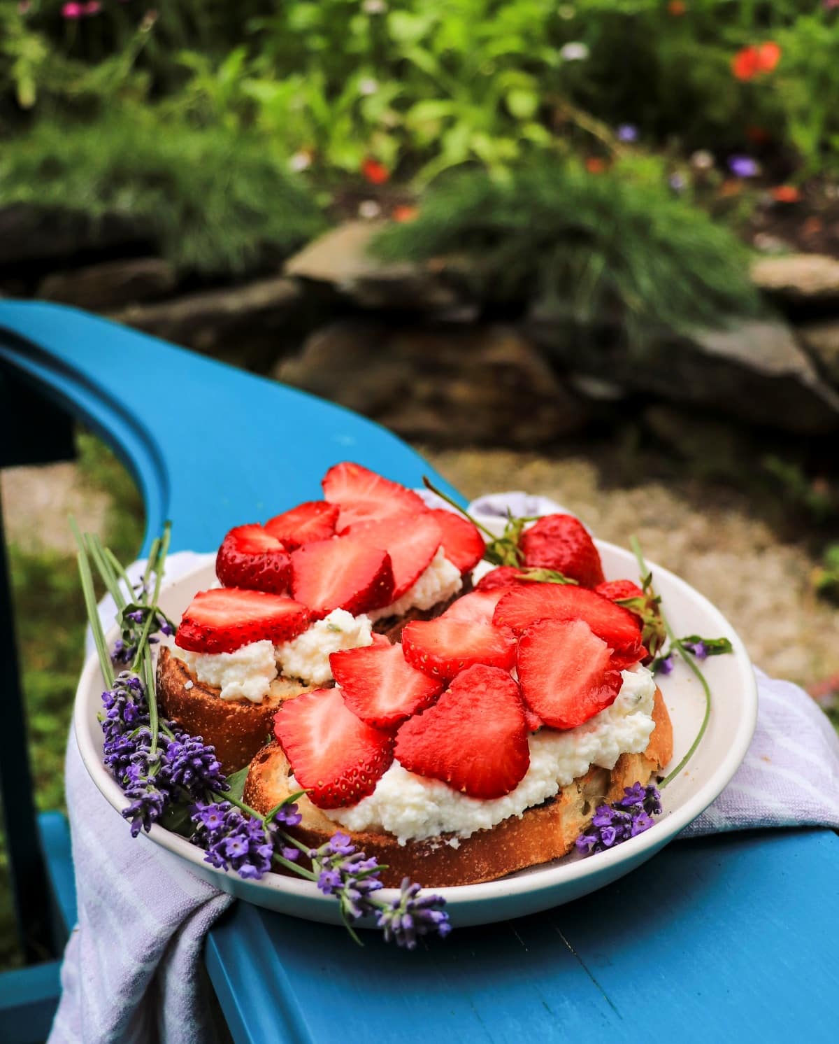 Strawberry lavender ricotta toast