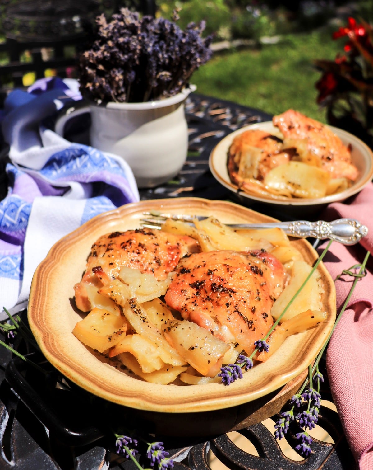 lavender roasted chicken with potatoes