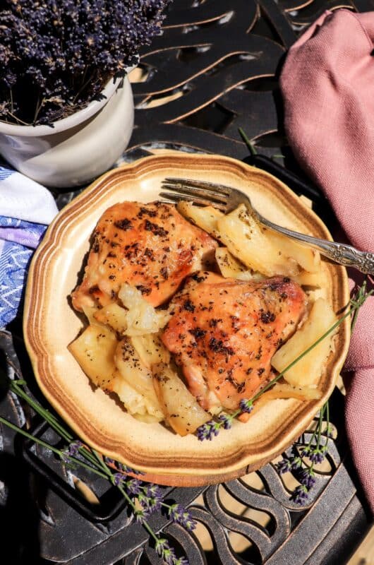 Roasted Chicken and Potatoes with Lavender