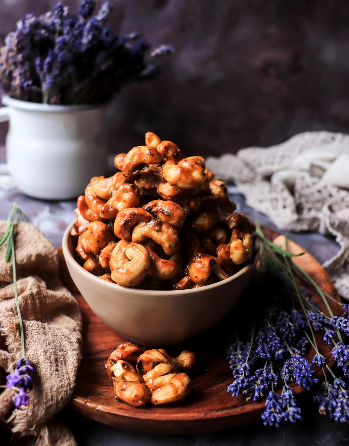 Maple lavender cashews with savoury herbs and spices