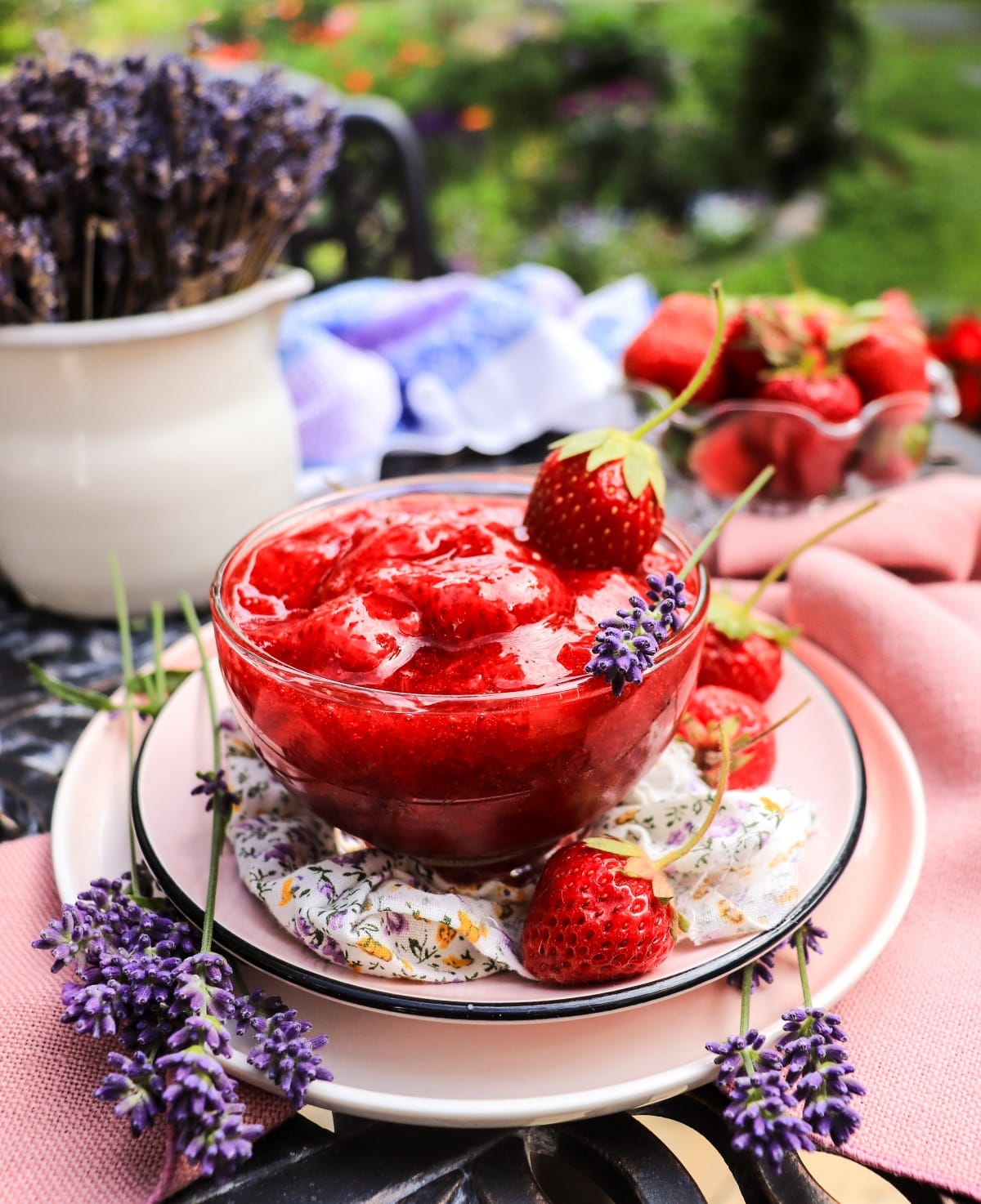 low sugar strawberry jam with lavender