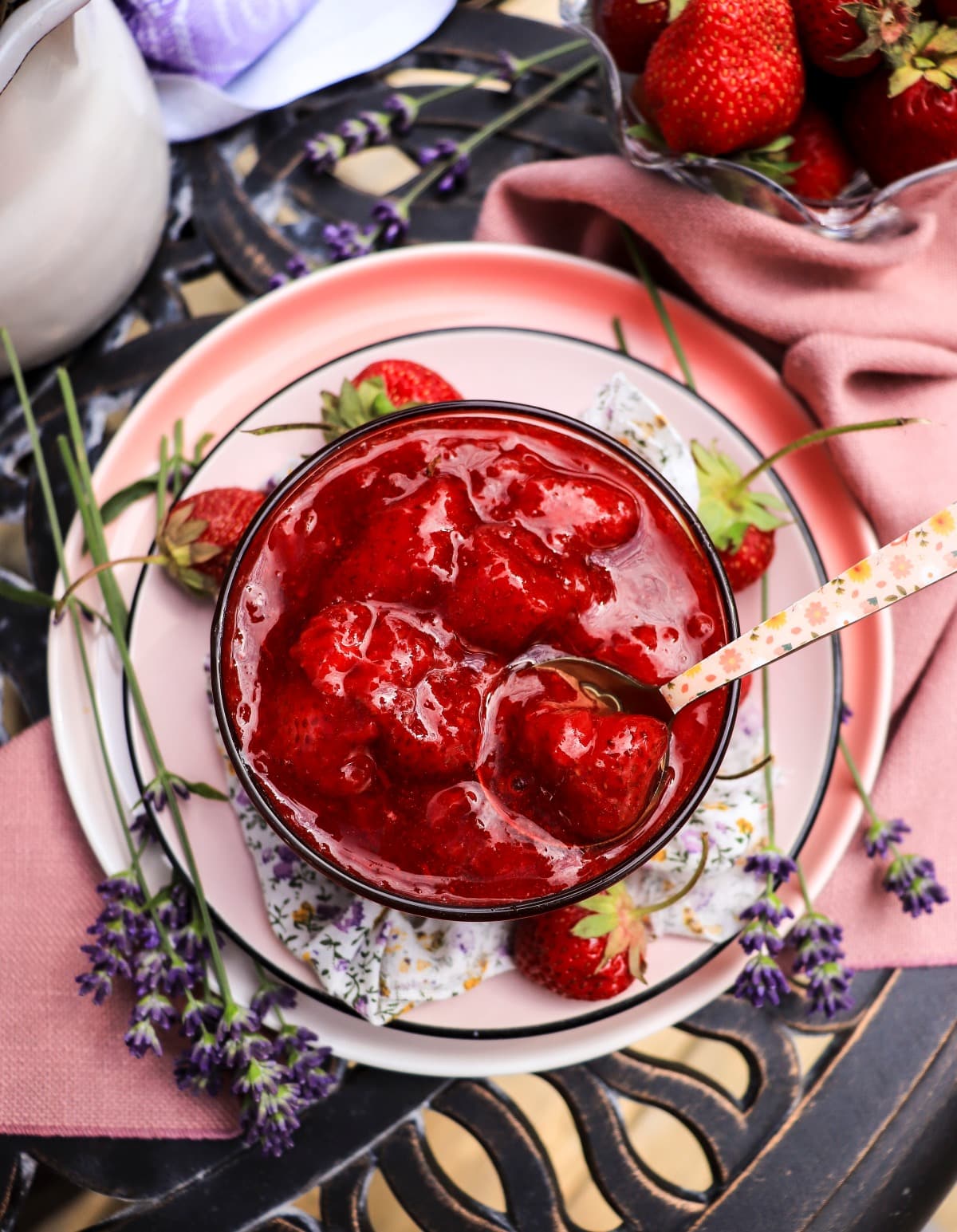 soft low sugar strawberry jam with lavender