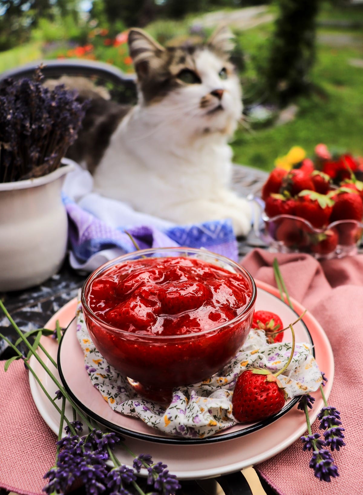 low sugar strawberry jam with lavender