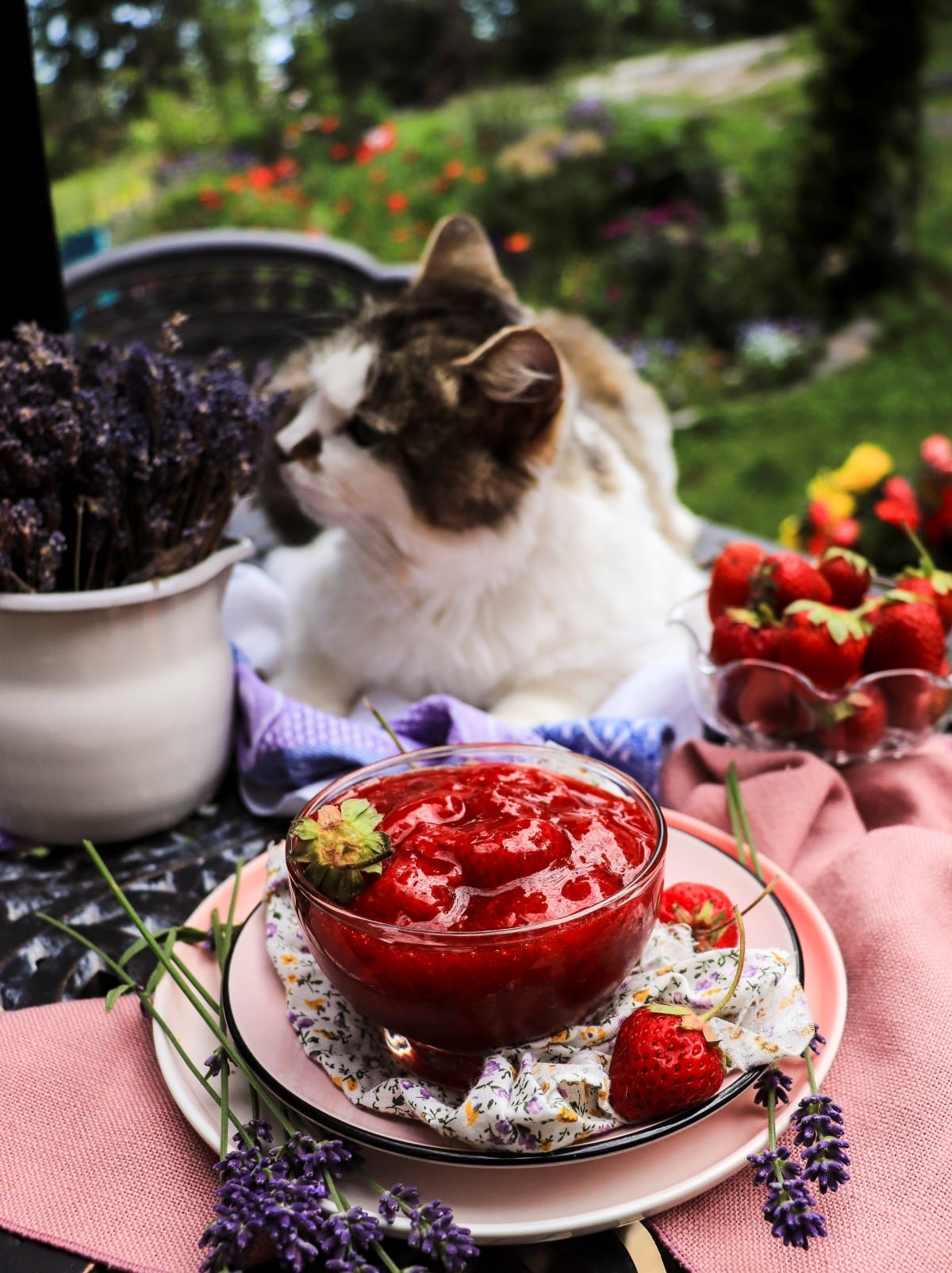 homemade strawberry jam with lavender