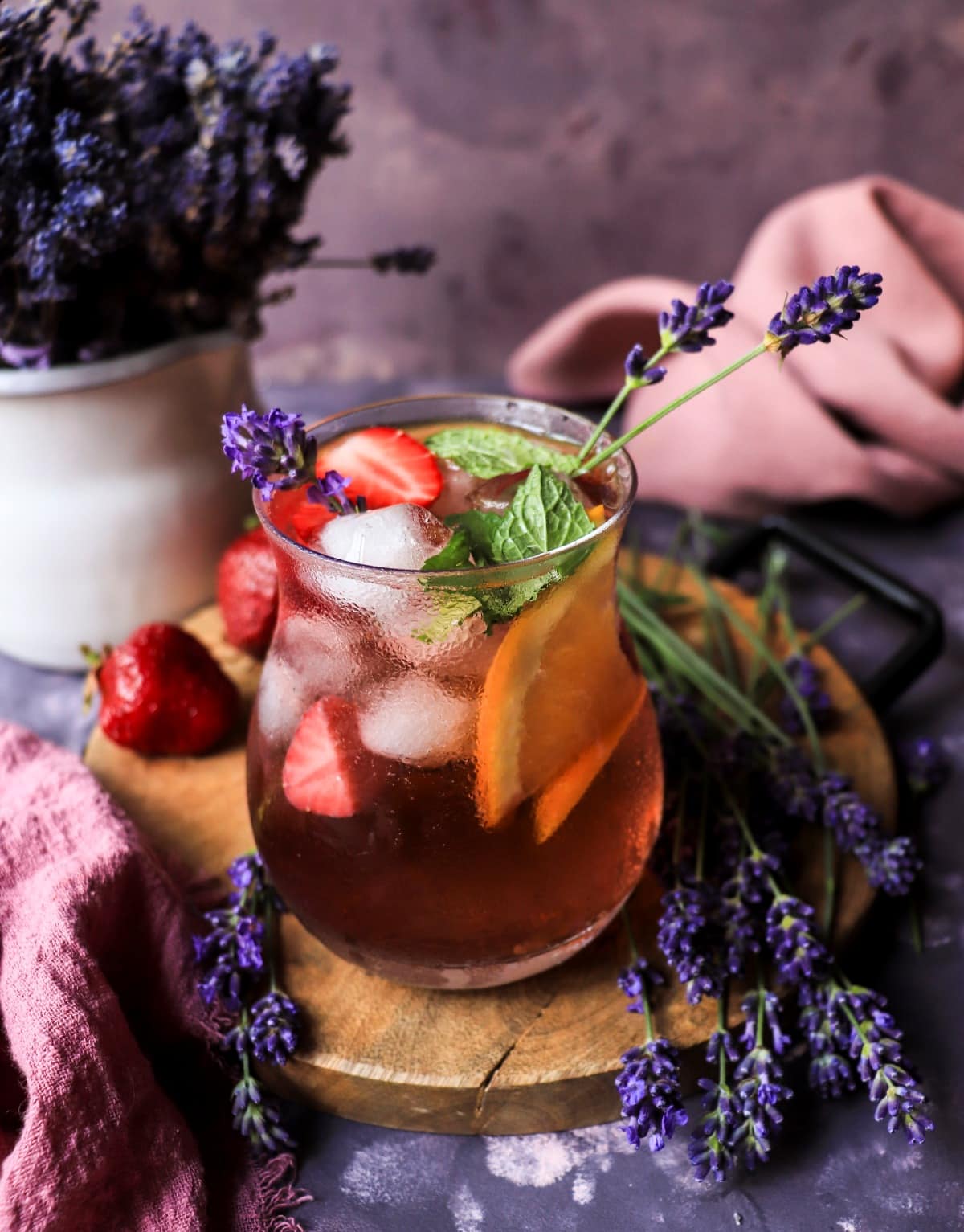 strawberry rosé sangria with lavender