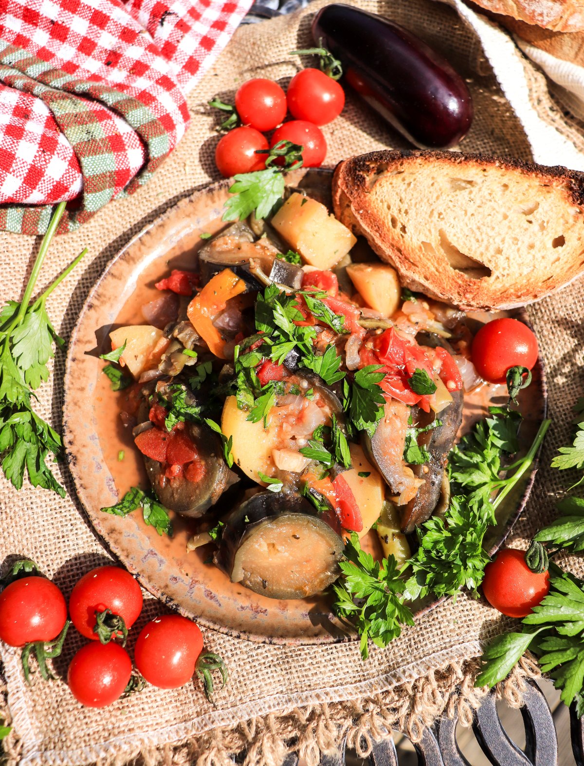 Armenian vegetable stew with potatoes and tomatoes