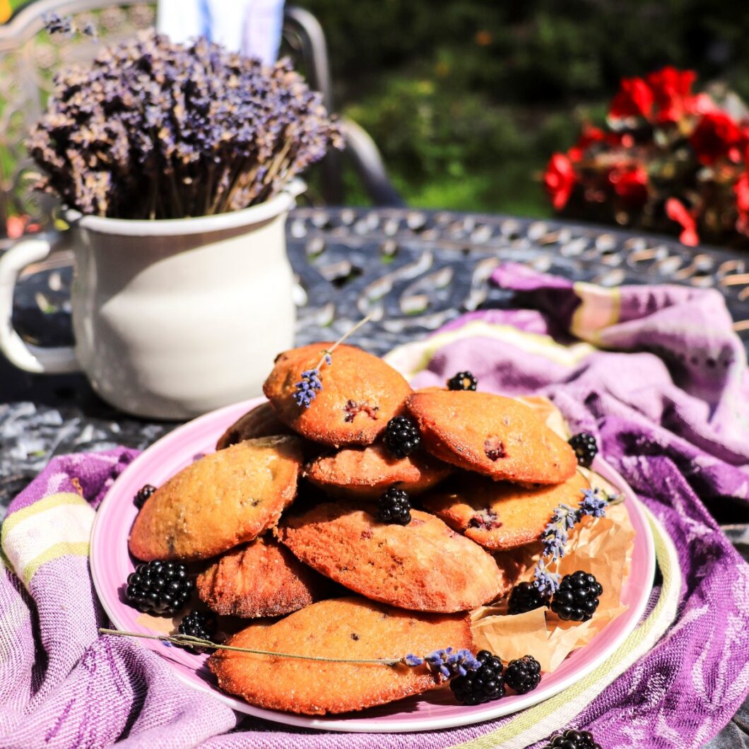 Blackberry Honey Madeleines with Lavender