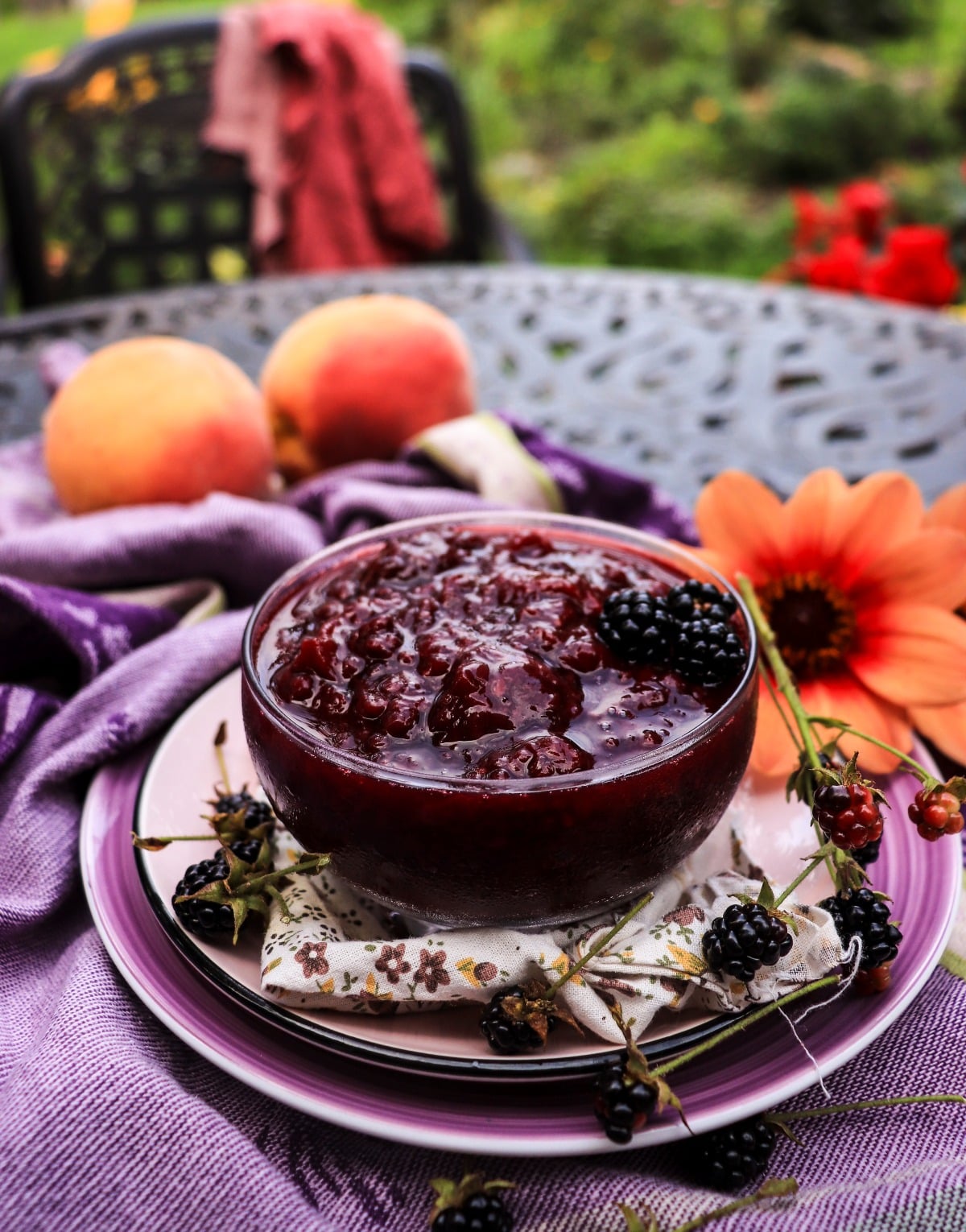 Blackberry peach jam with maple sugar
