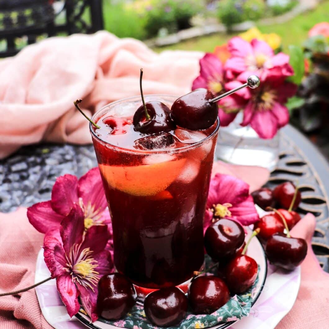 Cherry Amaretto Fizz with Cherry Jam
