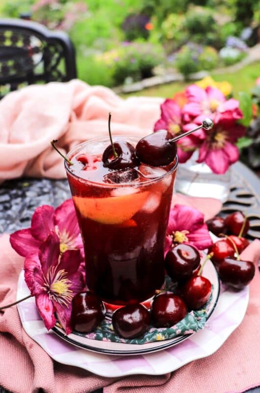 Cherry Amaretto Fizz with Cherry Jam