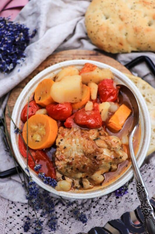 Chicken Stew with Summer Vegetables and Lavender