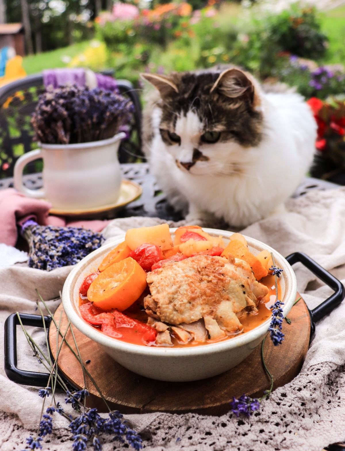 chicken and potato stew with lavender