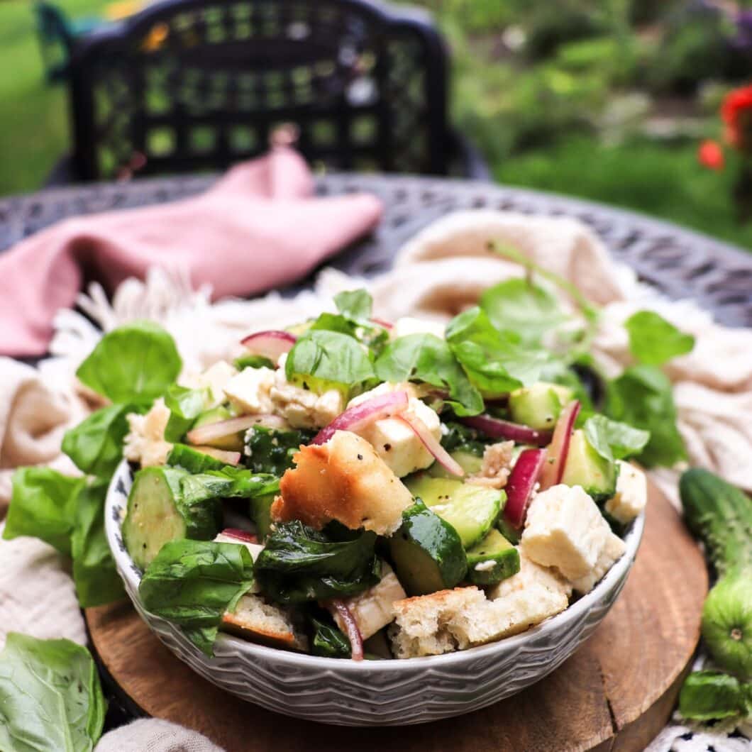 Cucumber Feta Salad with Toasted Bread