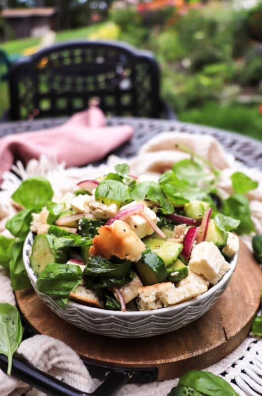 Cucumber Feta Salad with Toasted Bread