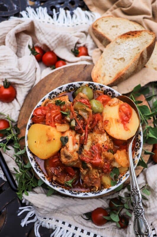 Fresh Tomato Chicken Stew with Potatoes