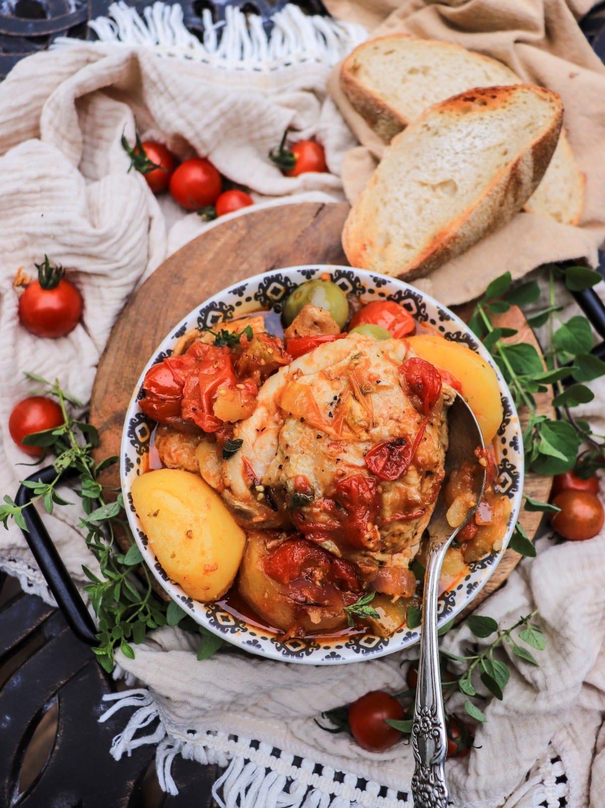late summer chicken recipes with fresh tomatoes and potatoes