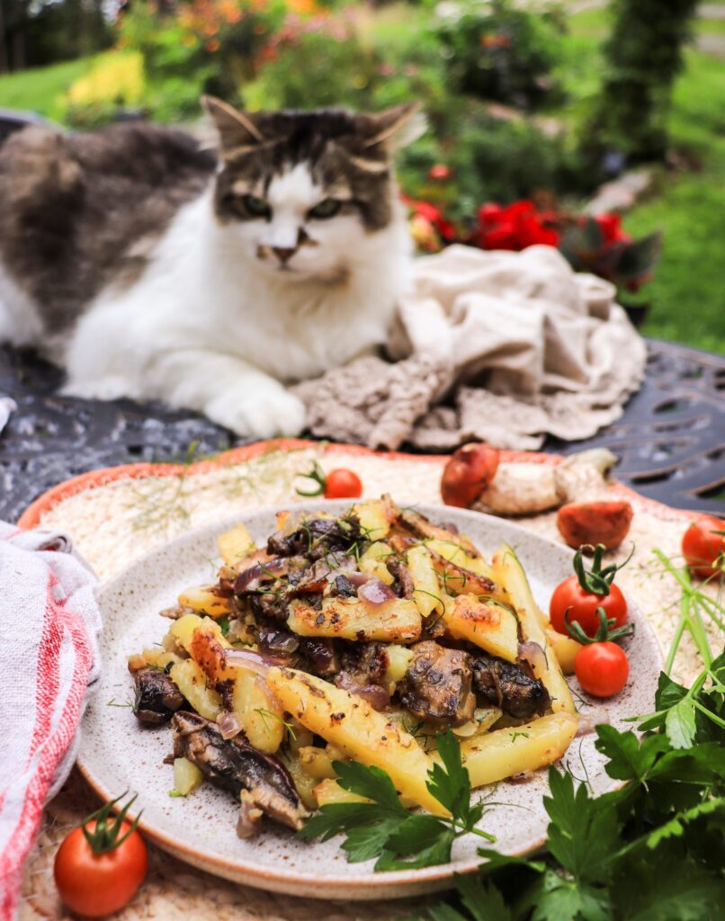 Fried Potatoes with Wild Mushrooms and Onions