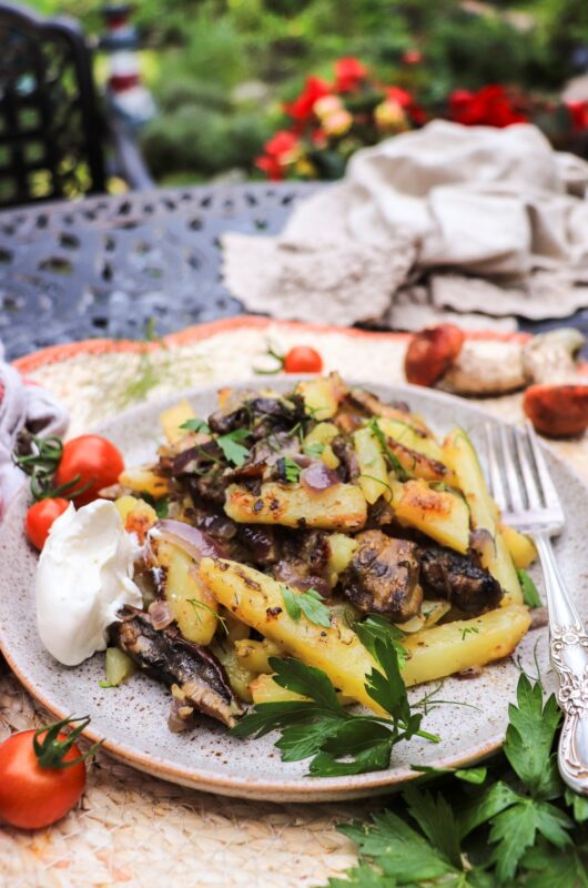 Fried Potatoes with Wild Mushrooms and Onions