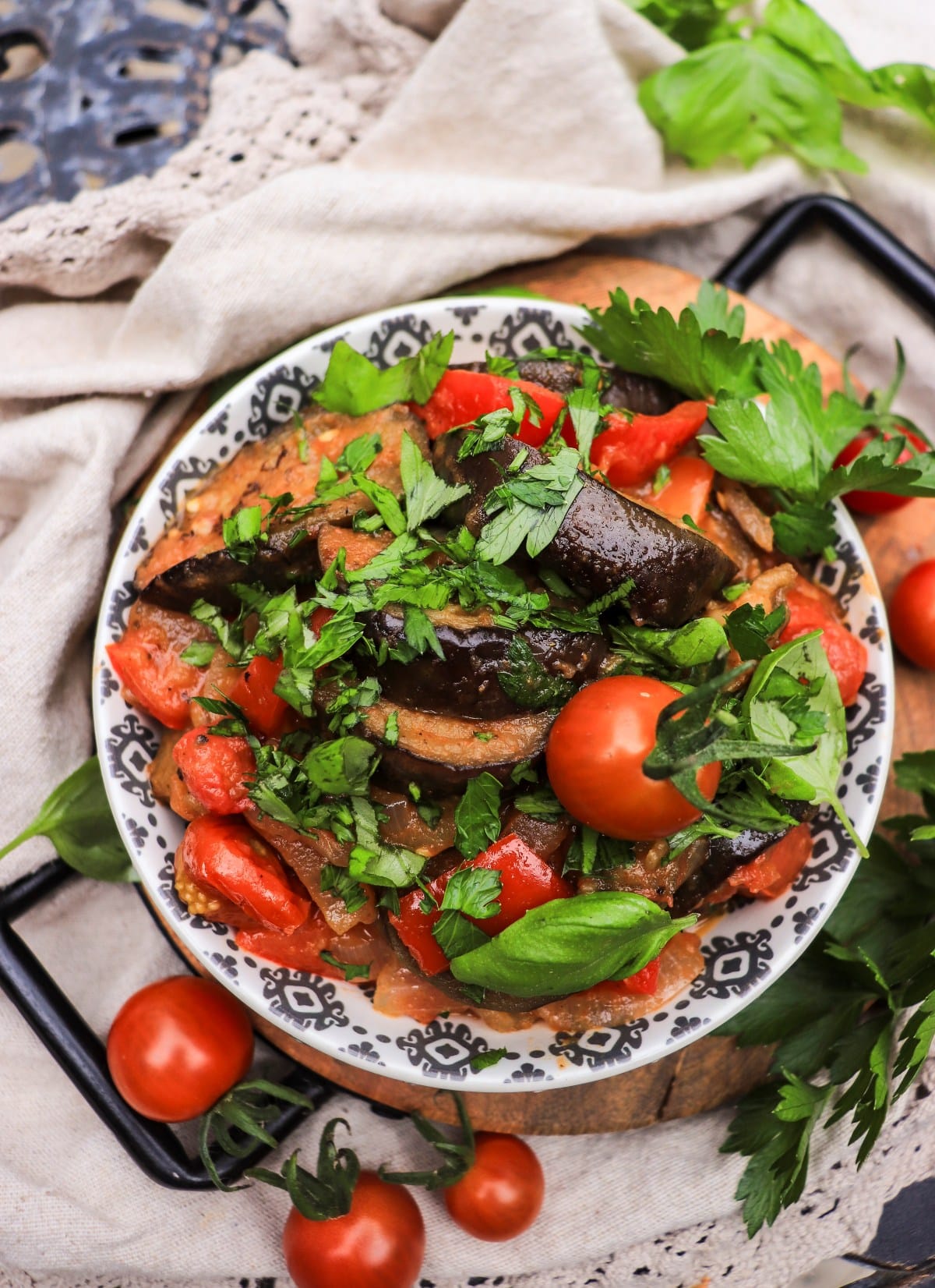 georgian stew with eggplant and herbs