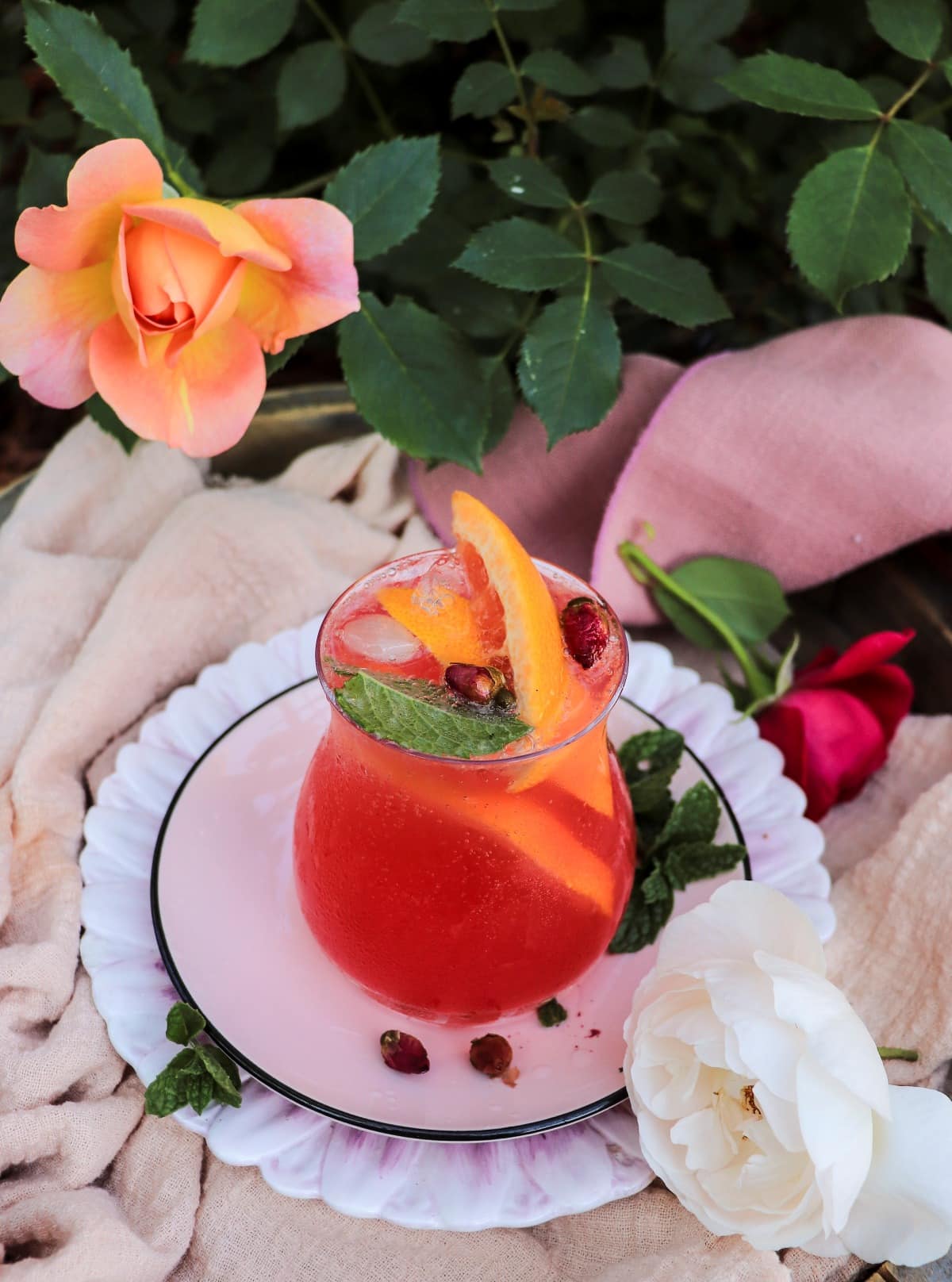 grapefruit tonic with rose syrup