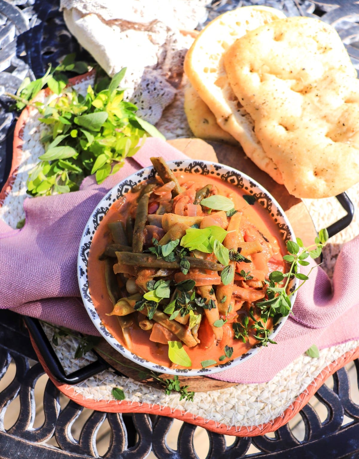 Hungarian-inspired green bean tomato stew with paprika and sour cream