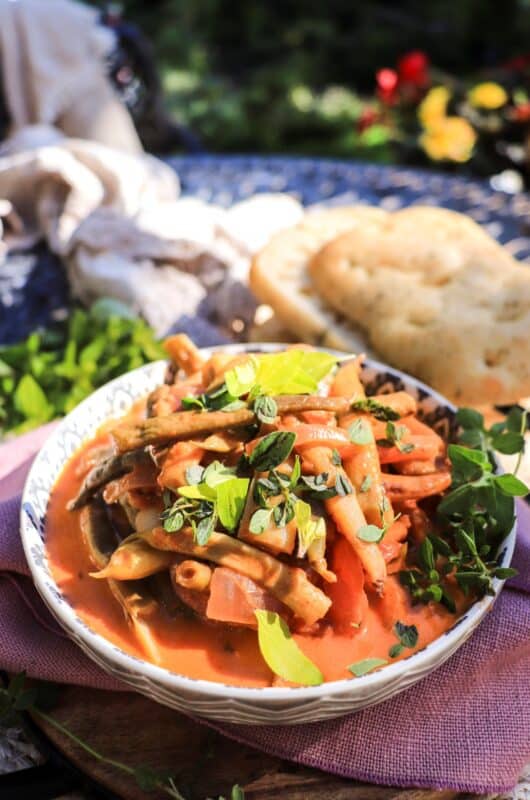 Green Bean Tomato Stew with Paprika and Sour Cream