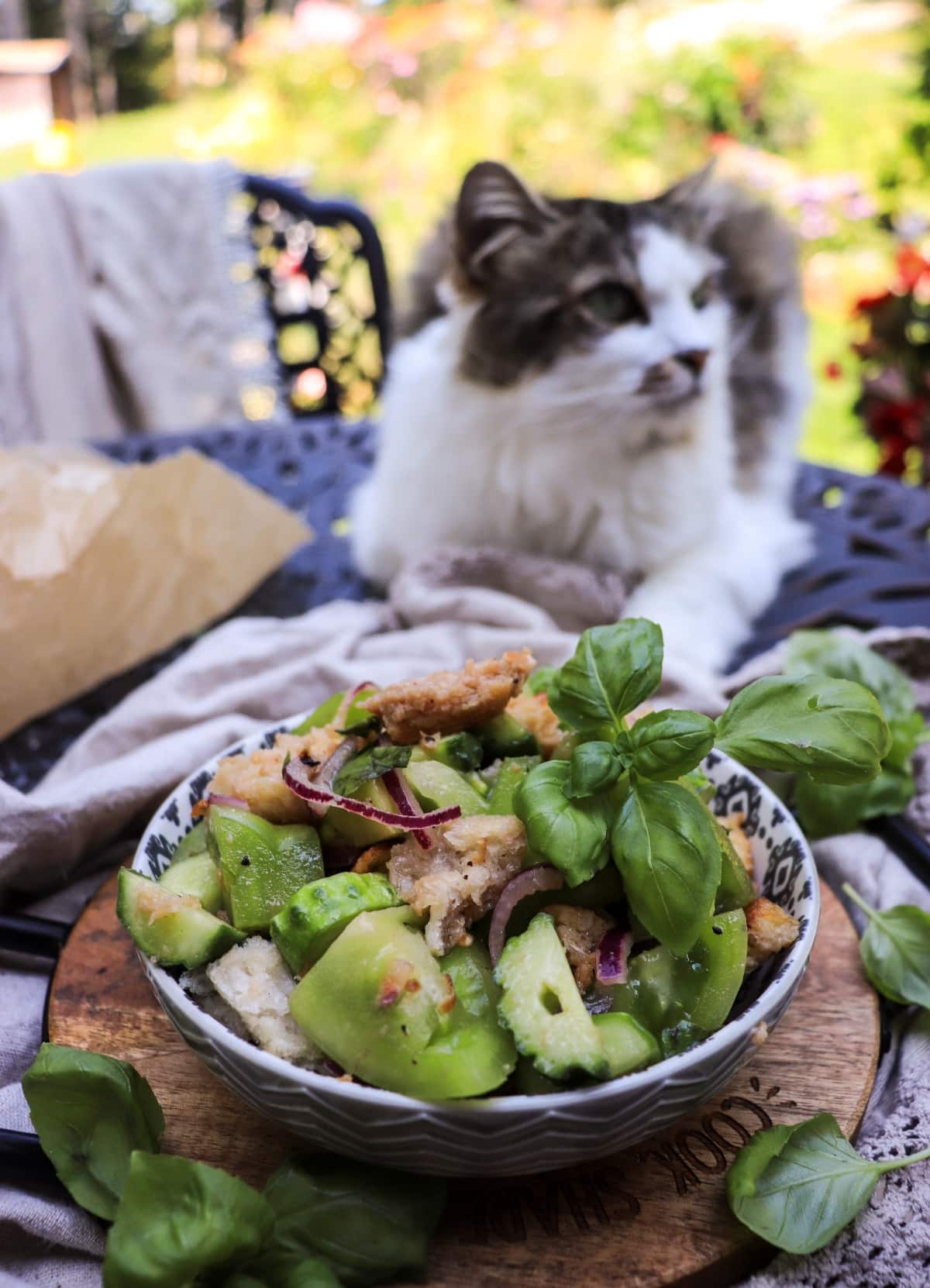 green tomato panzanella salad