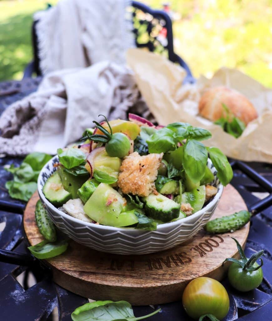 Green Tomato Panzanella Salad