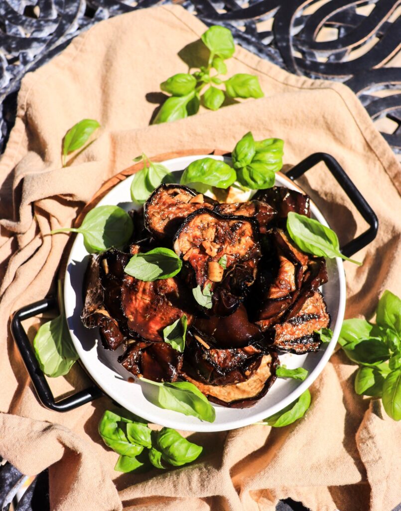 Grilled Marinated Eggplant with Garlic and Herbs