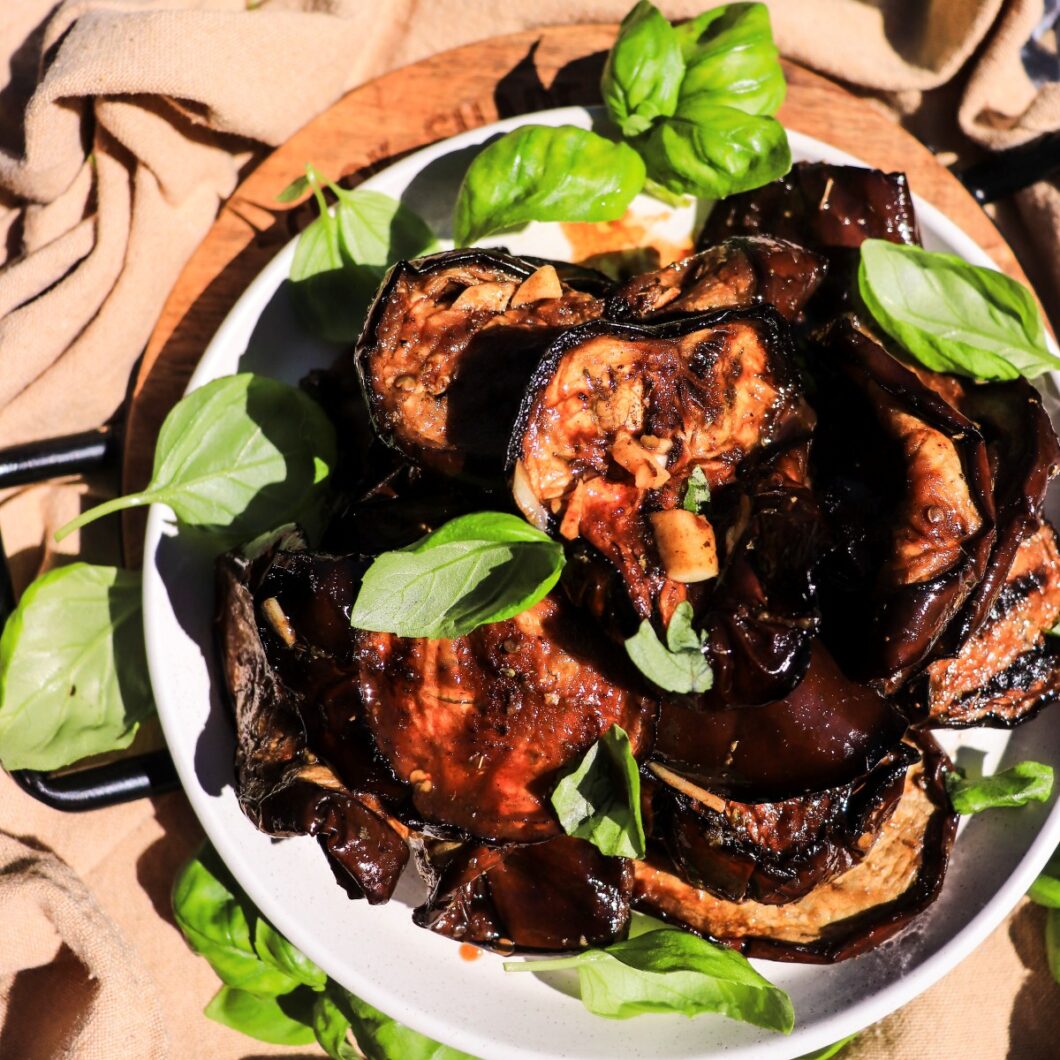 Grilled Marinated Eggplant with Garlic and Herbs