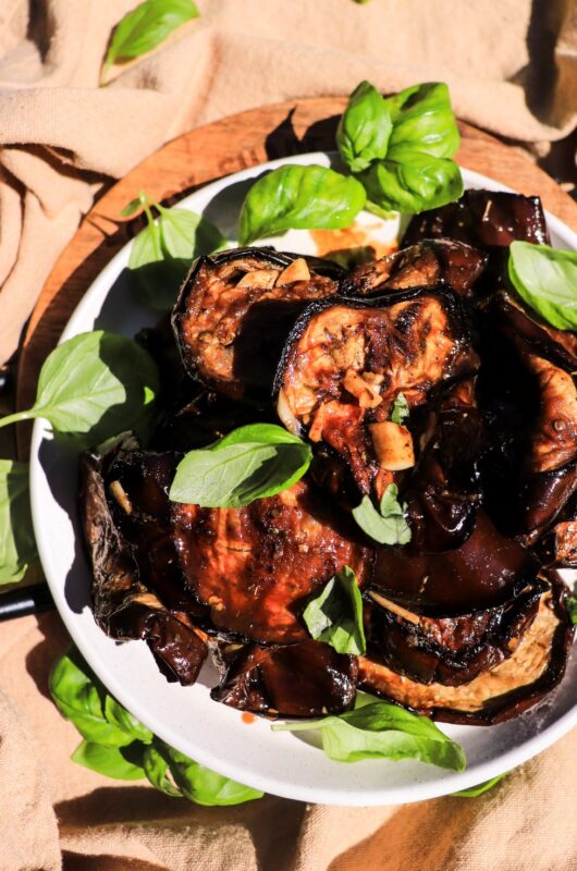 Grilled Marinated Eggplant with Garlic and Herbs