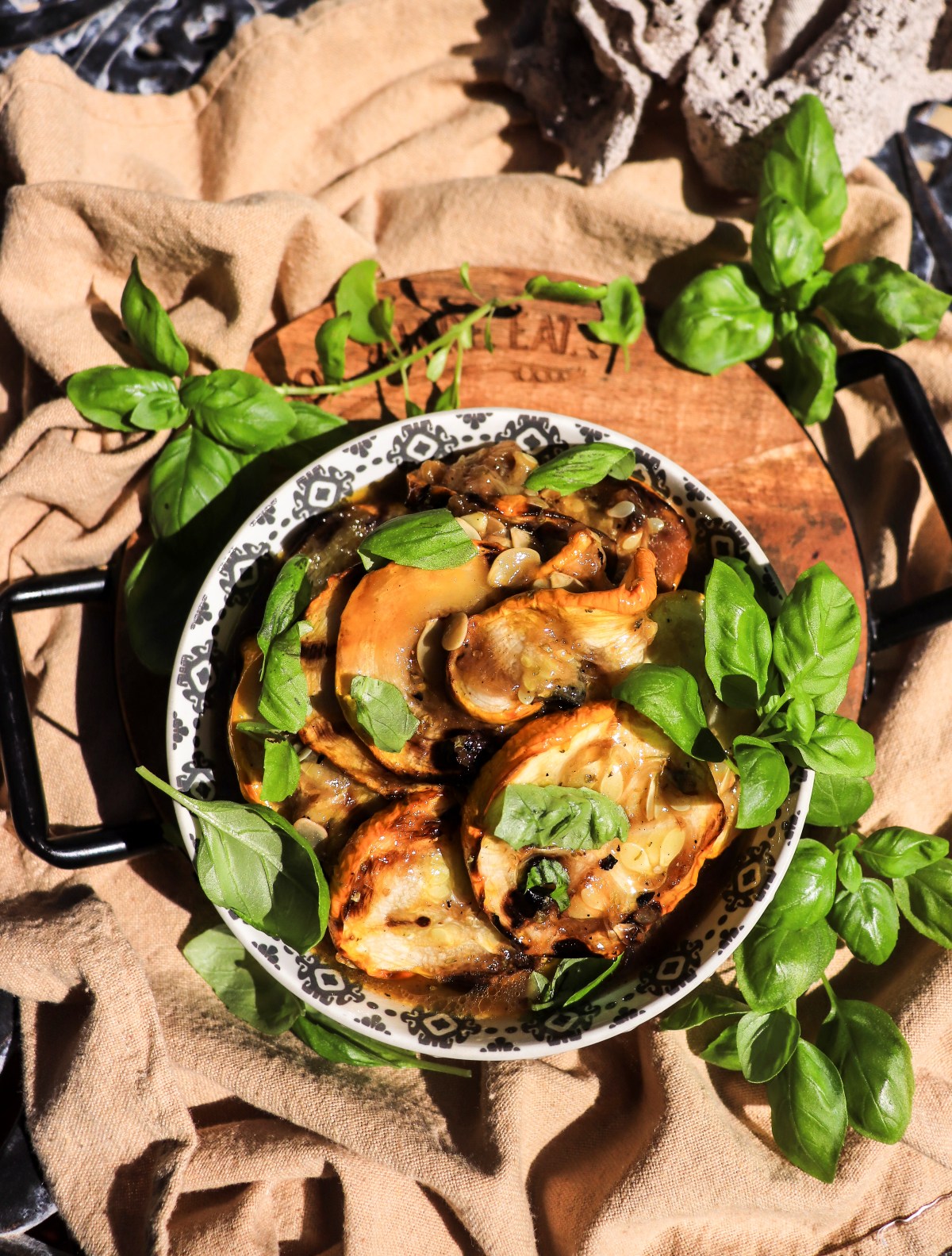 grilled zucchini marinated with honey and oregano