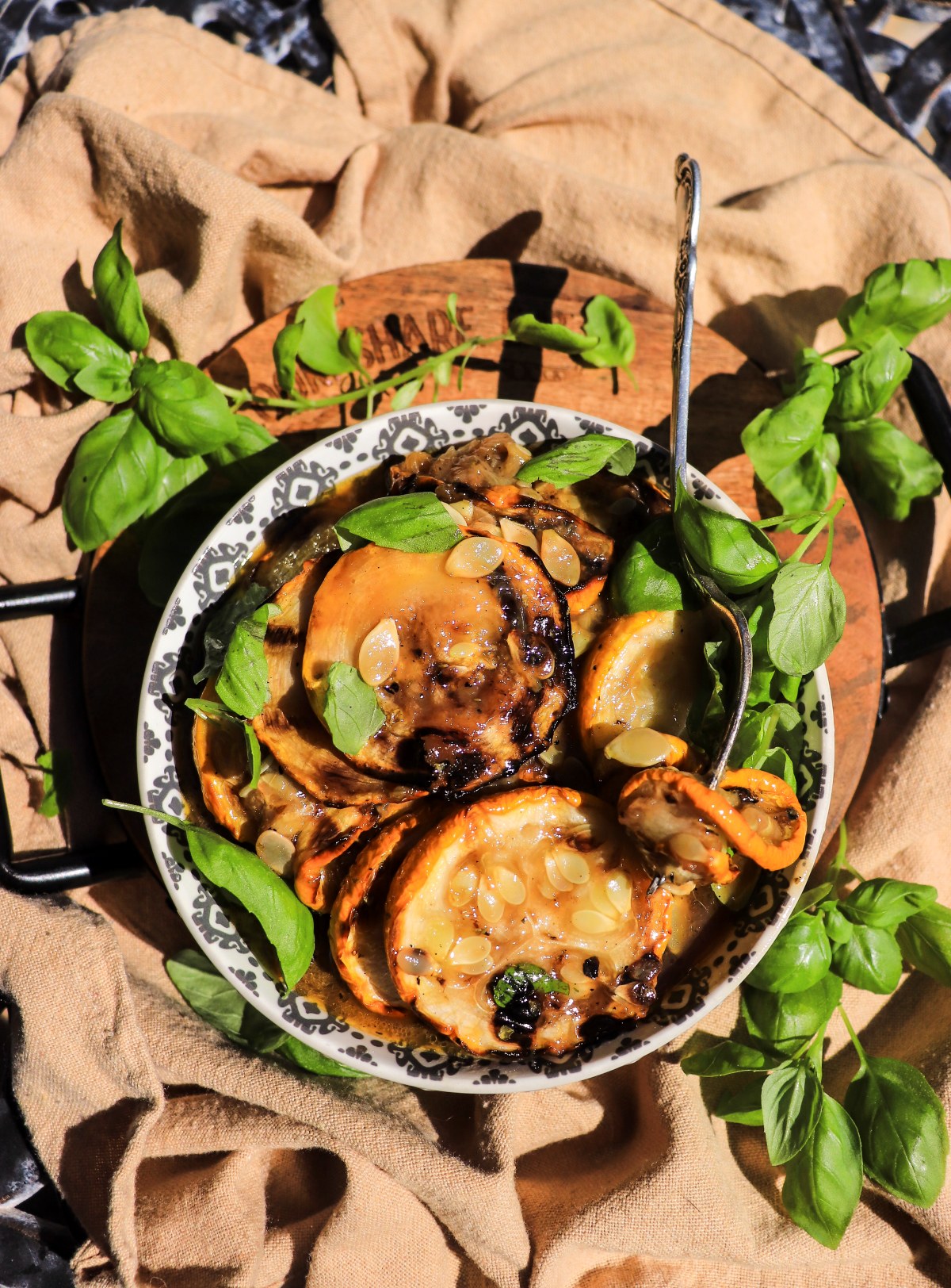 marinated grilled zucchini with basil and balsamic