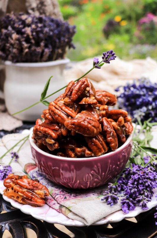 Honey Caramelized Pecans with Lavender