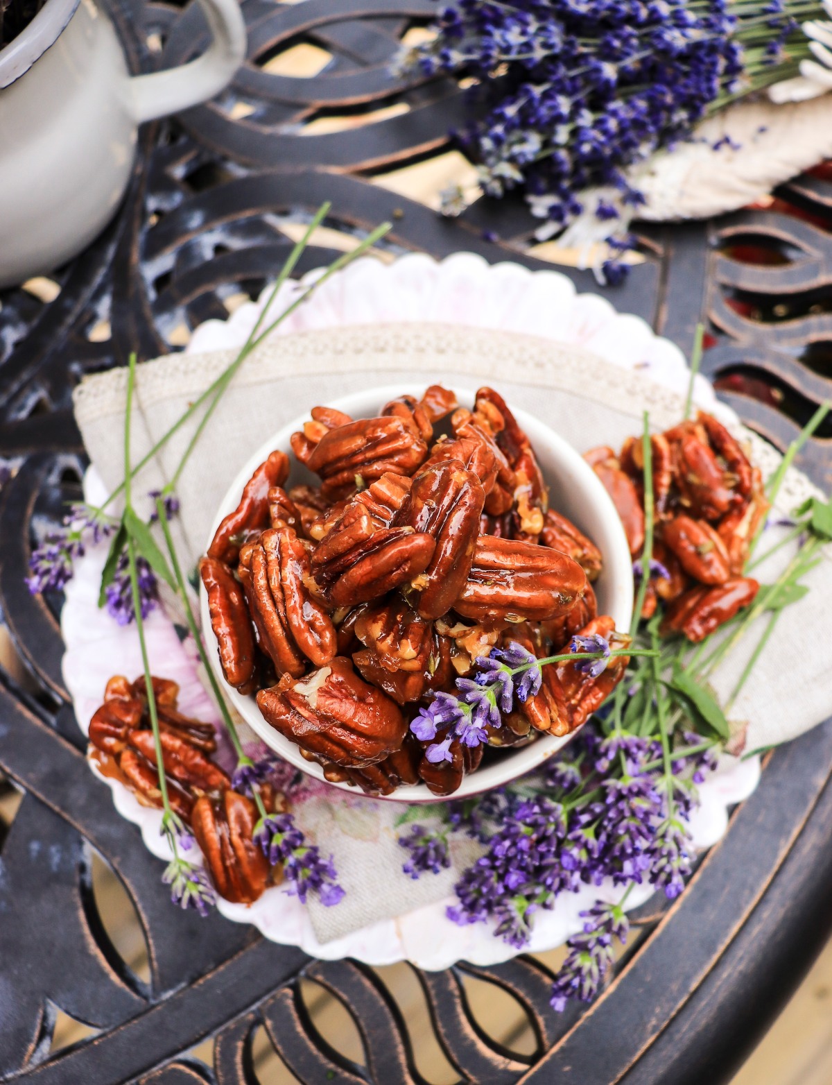 honey glazed pecans with lavender