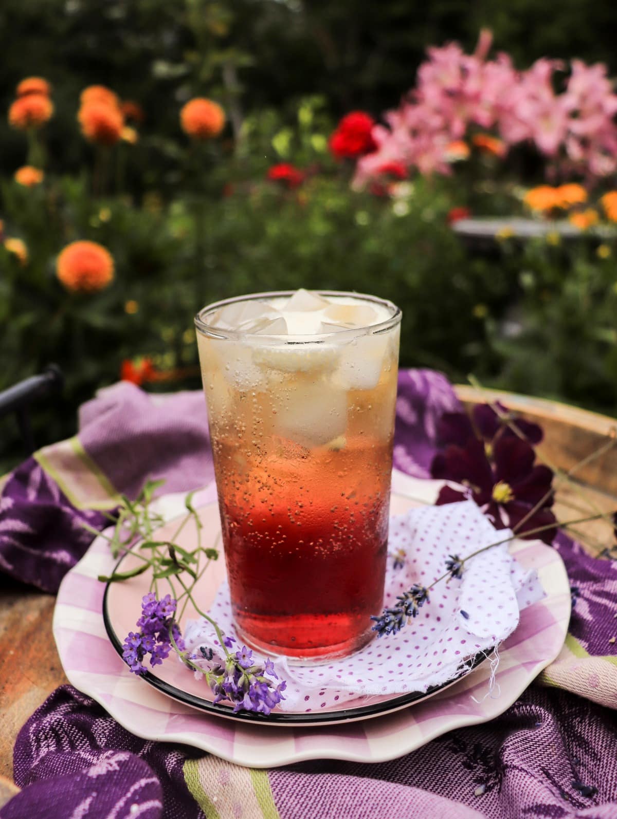lavender soda with lavender syrup and cream