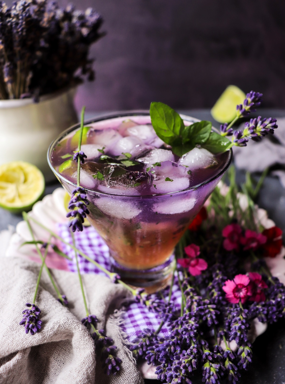 Lavender gin mojito cocktail