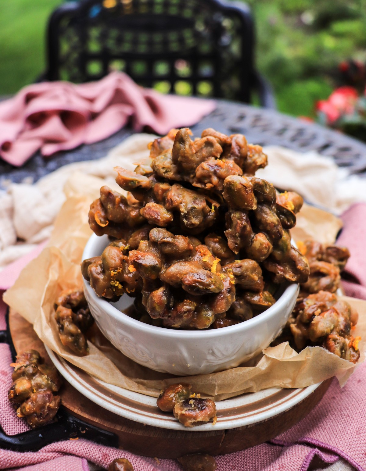 maple candied pistachios with orange